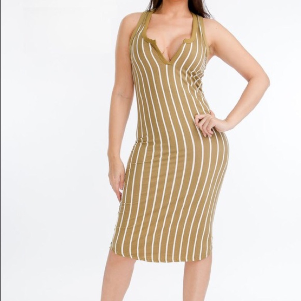 Plus Striped Midi Dress